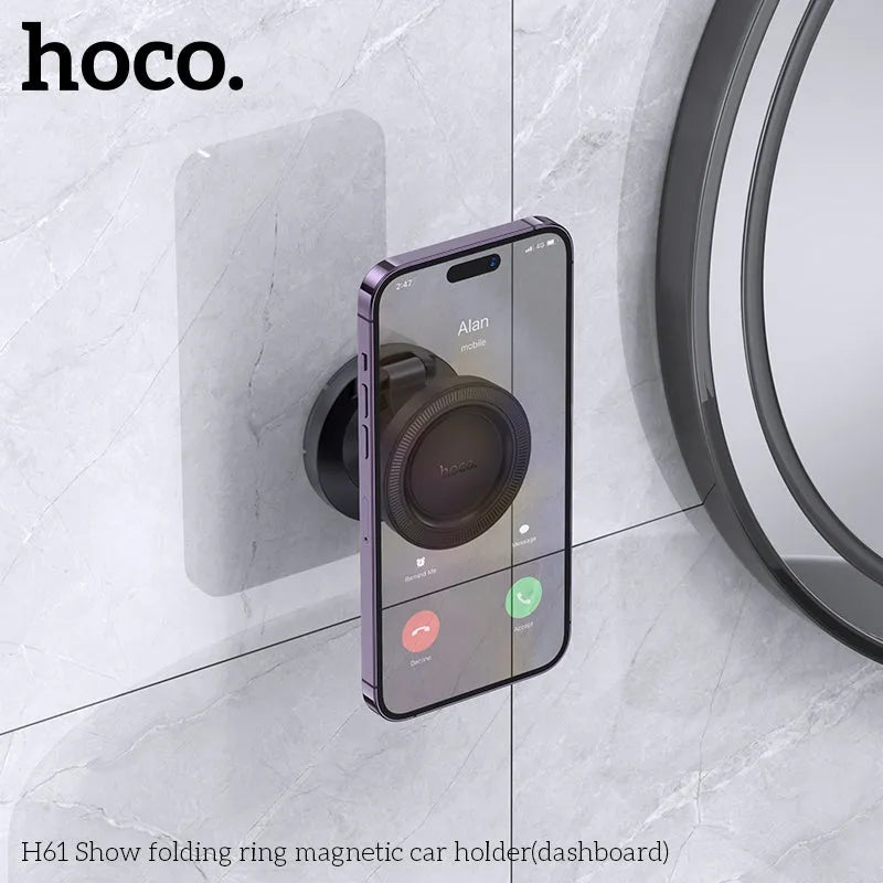Hoco H61 Show Folding Dash Board Ring Magnetic Car Holder Black