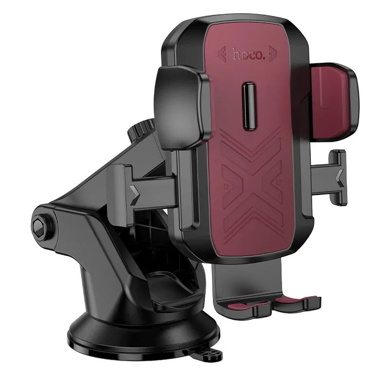 Hoco H65 Gamble Centre Console Dash & Glass One-Button Car Holder Black & Red