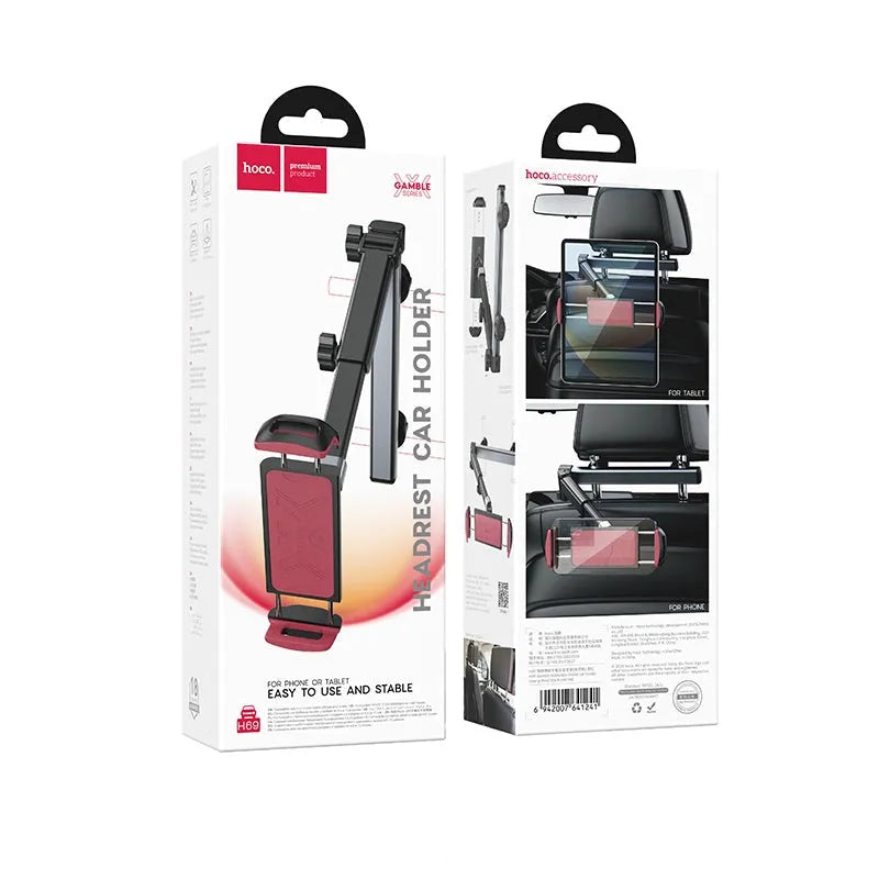 Hoco H69 Gamble Rear Seat Telescopic Tablet Car Holder Black & Red