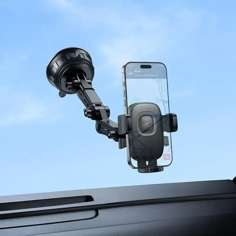 Hoco H89 Crown Large Suction Cup Car Holder Center Console Black Metal Gray