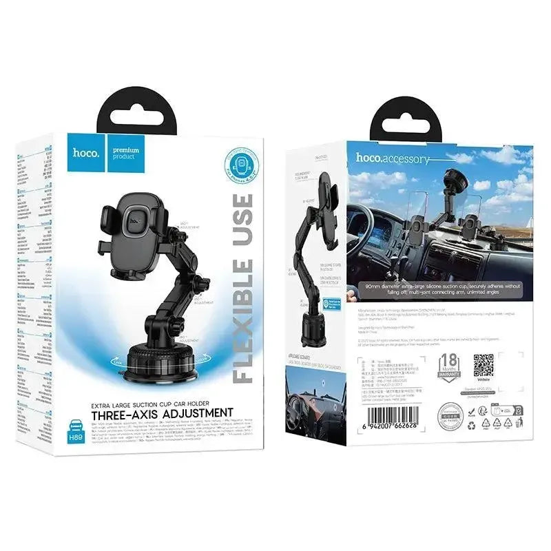Hoco H89 Crown Large Suction Cup Car Holder Center Console Black Metal Gray