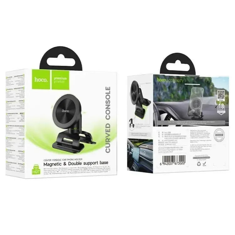 Hoco H97 Eminent Ring Magnetic Car Holder Center Console Black