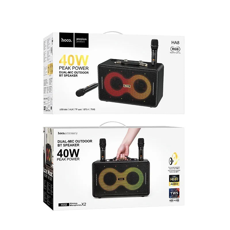 Hoco HA8 Ave Wireless Dual-Mic Karaoke Outdoor BT Speaker Black