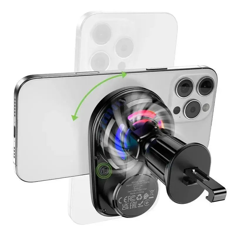 Hoco HW36 Electric Auto Rotating Magsafe Wireless Fast Charging Car Holder Black