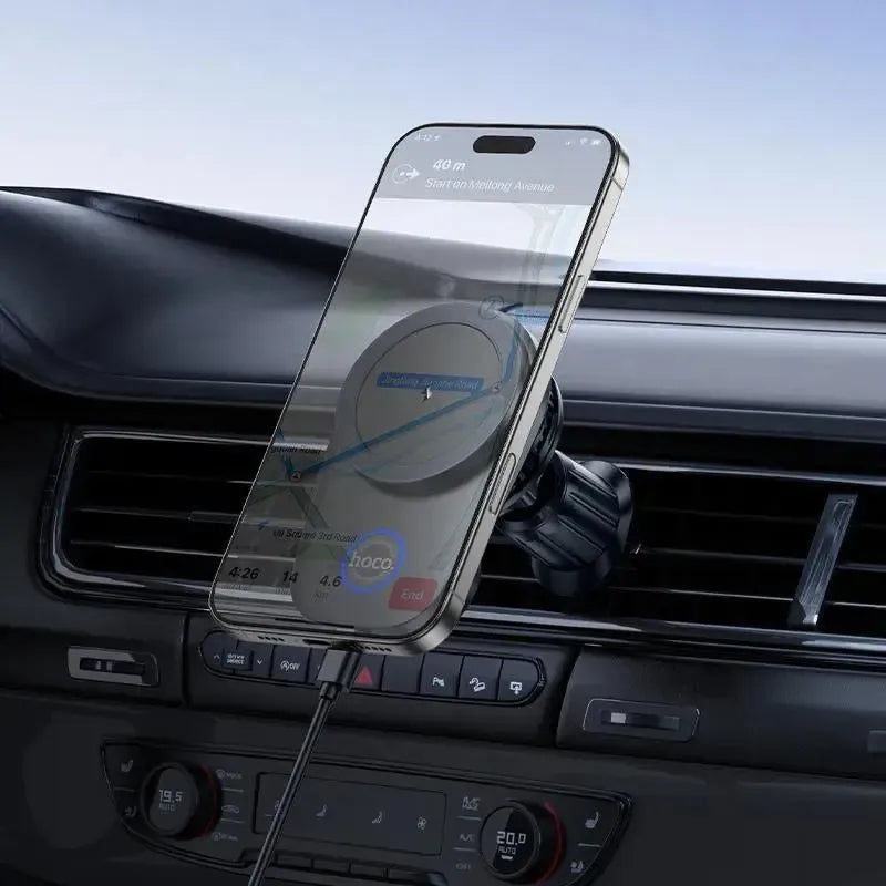 Hoco HW36 Electric Auto Rotating Magsafe Wireless Fast Charging Car Holder Black