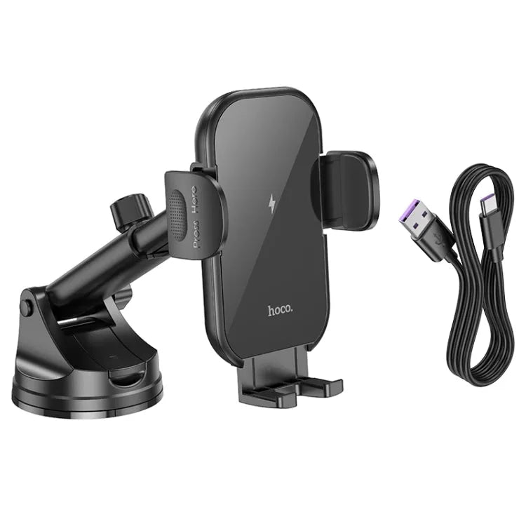 Hoco HW5 Journey Wireless Fast Charging Center Console Car Dash & Glass Holder Black