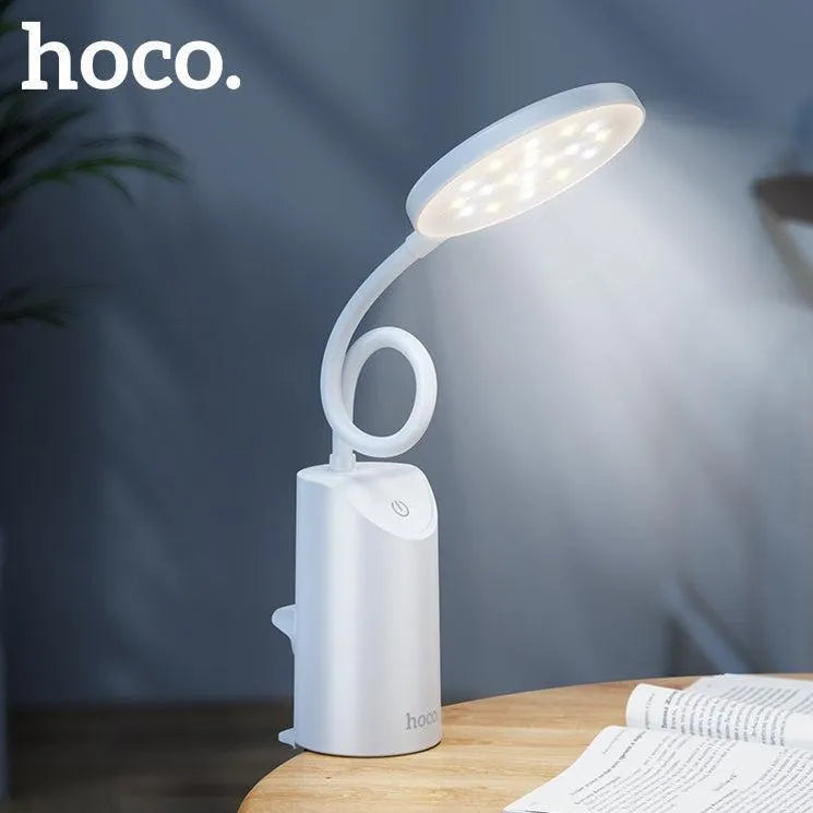Hoco HX10 Wide Adjusting Clip Table Lamp White