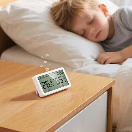 Hoco HX42 Indoor Electronic Alarm Clock Thermometer & Hygrometer White