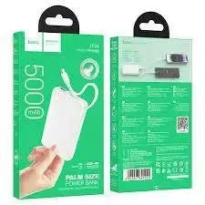 Hoco J134 Strong Power Bank With USB-C Cable 5000mAh White