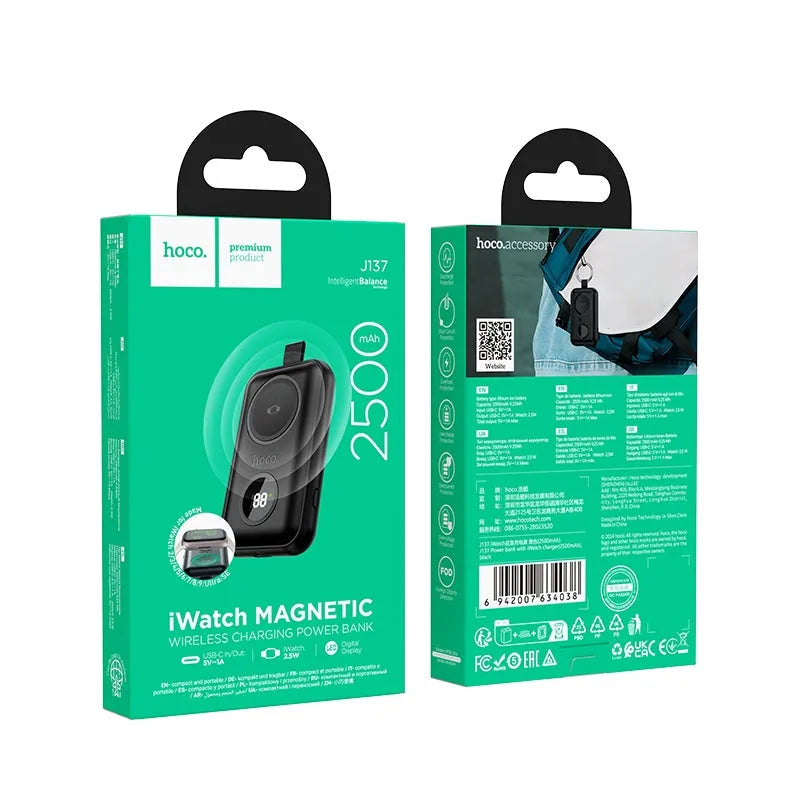 Hoco J137 iWatch Pocket Power Bank with Type-C Output 2500mAh Black