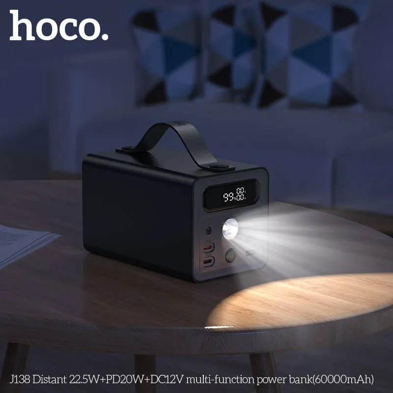 Hoco J138 Distant 22.5W+PD20W+DC12V Multi-Function Power Bank 60000mAh Black