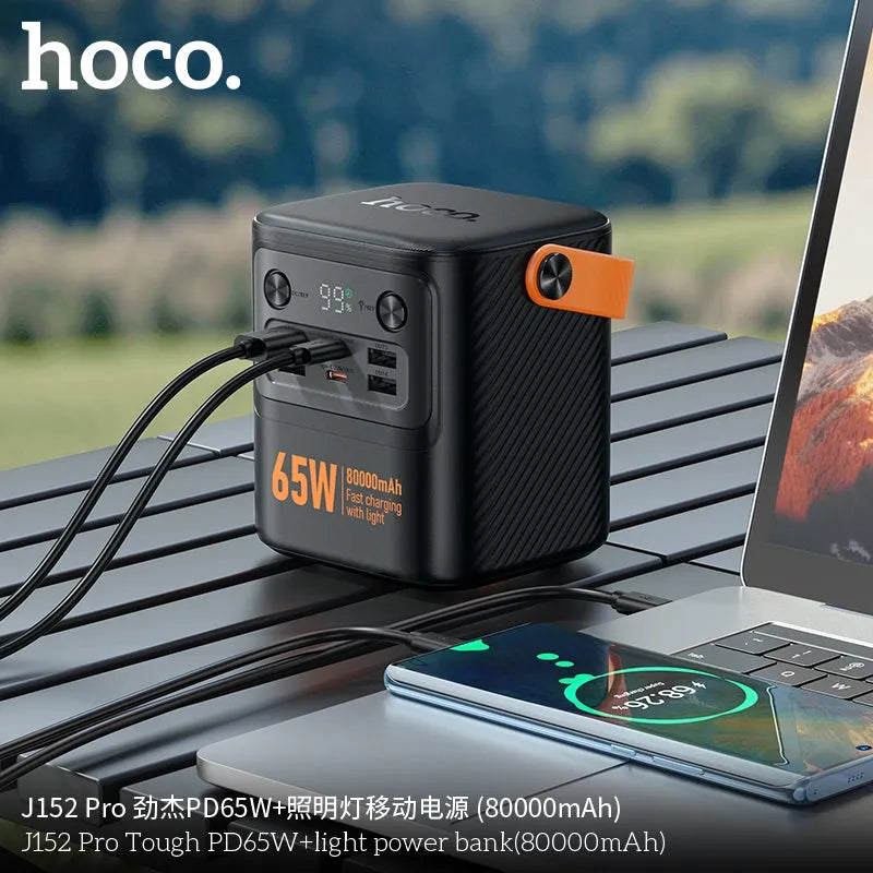 Hoco J152 Pro 6 OutPut Light Weight Power Bank 80000mAh PD65W Black