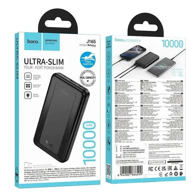 Hoco J165 10000mAh Slim Power Bank Black | First Help Tech
