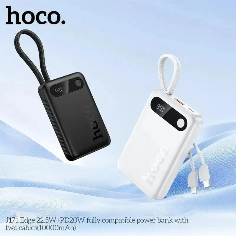 Hoco J171 Edge 22.5W PD 20W Power Bank With Type-C & Lightning Cables 10000mAh Black