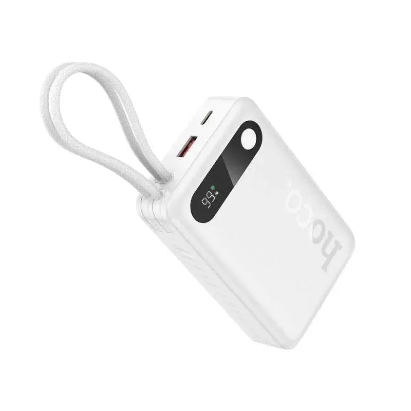 Hoco J171 Edge 22.5W PD 20W Power Bank With Type-C & Lightning Cables 10000mAh White