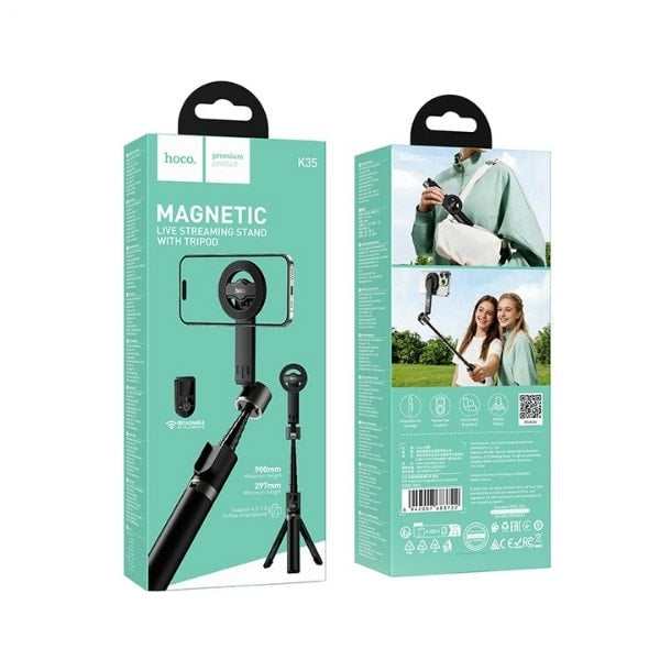 Hoco K35 Magnifico Magnetic Live Broadcast Selfie Stick Tripod Black