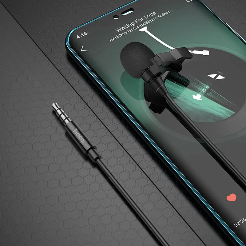 Hoco L14 Lavalier 3.5mm Universal Audio Plug Microphone 2m Black