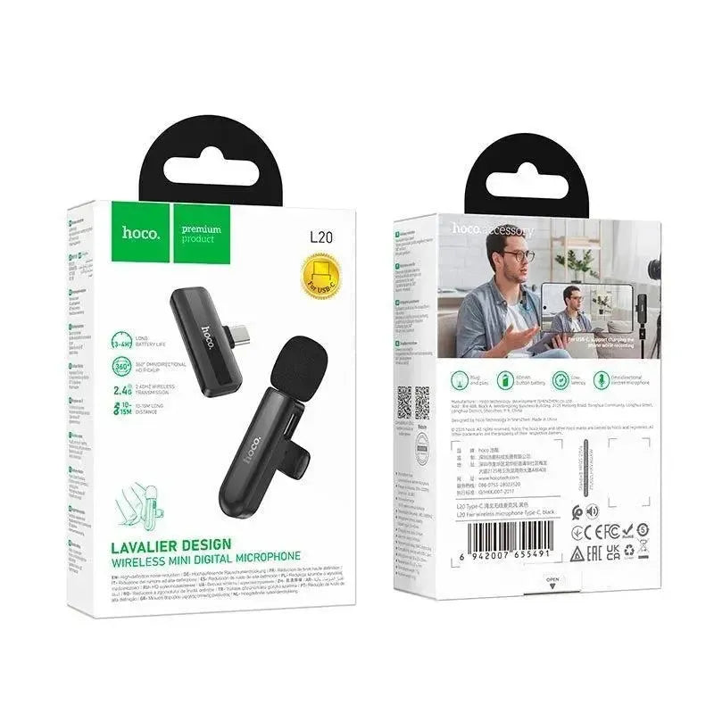 Hoco L20 Fair Wireless Microphone Type-C Black