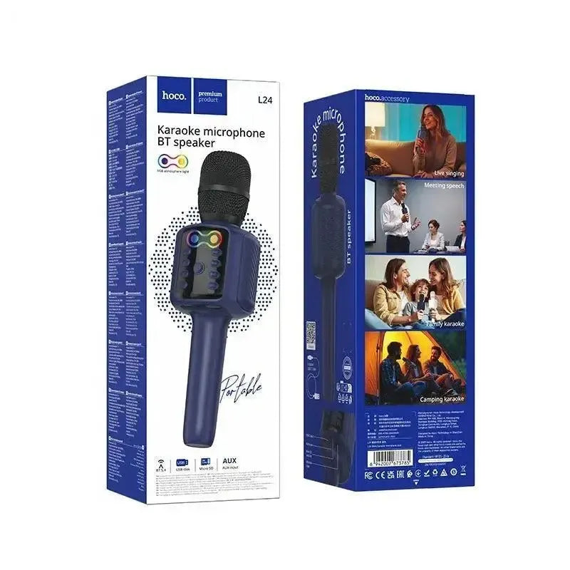 Hoco L24 Shine Bluetooth Karaoke Microphone Blue