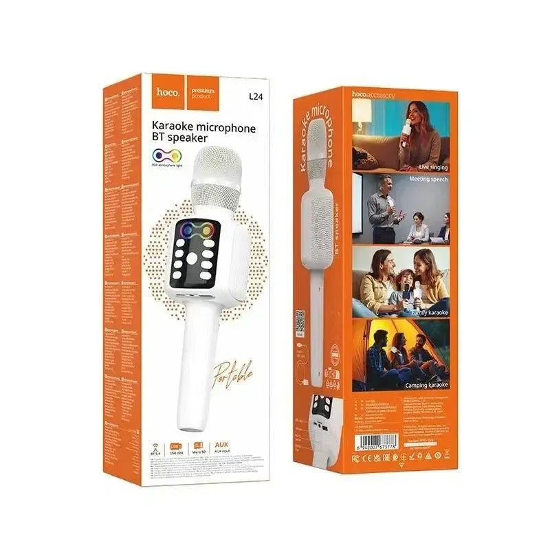 Hoco L24 Shine Bluetooth Karaoke Microphone White