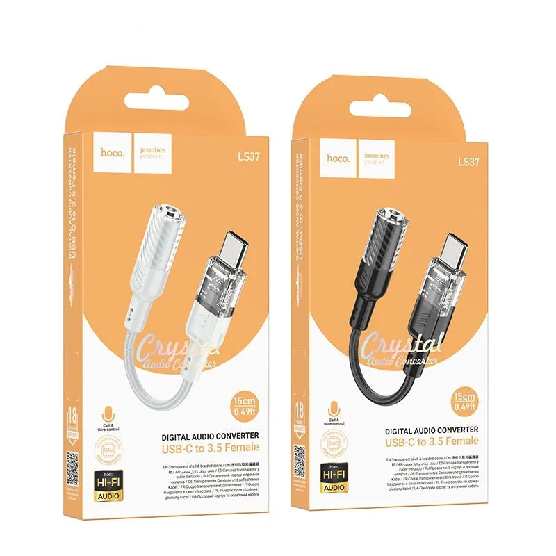 Hoco LS37 Type-C to 3.5mm Transparent External Sound Card