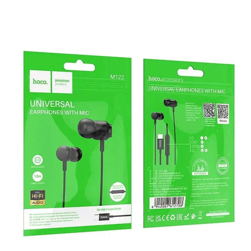 Hoco M122 Glory Universal Buds Digital Audio Earphones with Mic Type-C Black