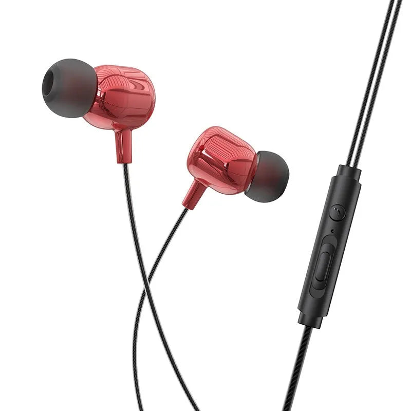 Hoco M87 String Single Button Control Universal 3.5mm Earphone With Mic Red