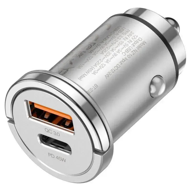Hoco NZ10 Handy PD45W / QC3.0 Car Charger Silver