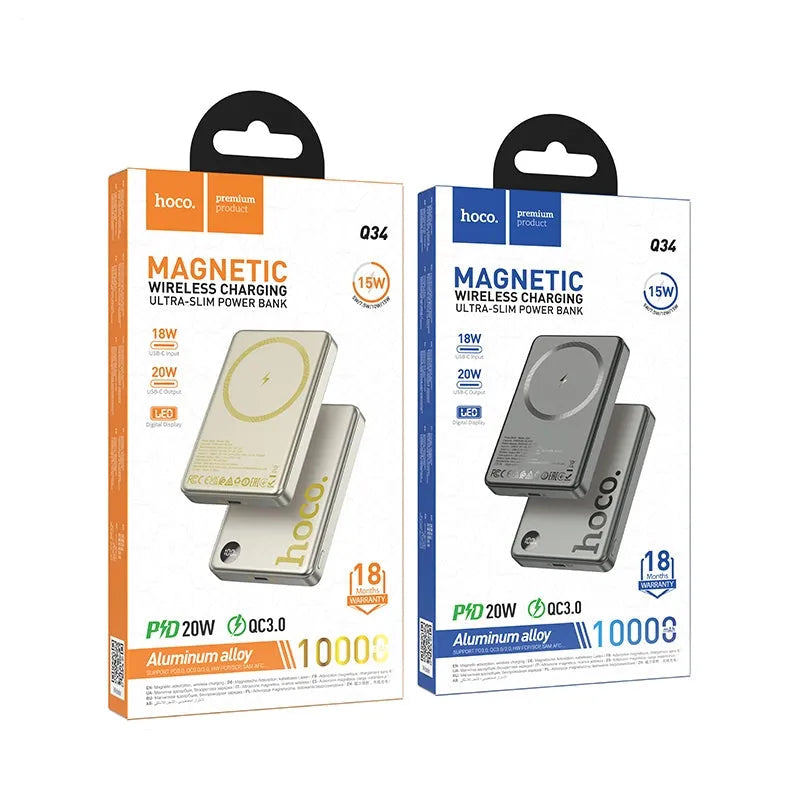 Hoco Q34 Clever PD20W Magnetic Magsafe Fast Charging Power Bank with Display 10000mAh Grey