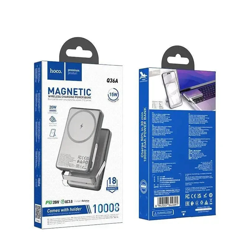 Hoco Q36A Sunlight PD20W Magsafe With Phone Holder Power Bank 10000mAh Grey