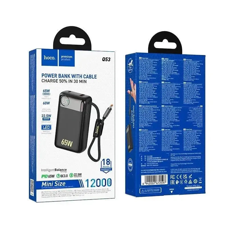 Hoco Q53 Skillful Ultra Small PD 65W Power Bank 12000mAh Black