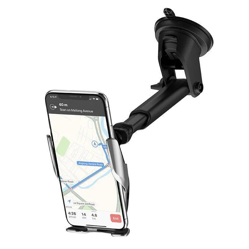 Hoco S14 Auto Induction Air Vent & Windshield Wireless Charging Phone Holder Set 15W Silver
