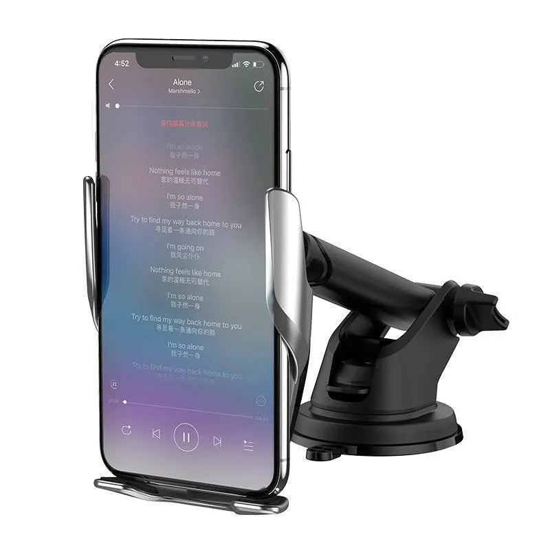 Hoco S14 Auto Induction Air Vent & Windshield Wireless Charging Phone Holder Set 15W Silver