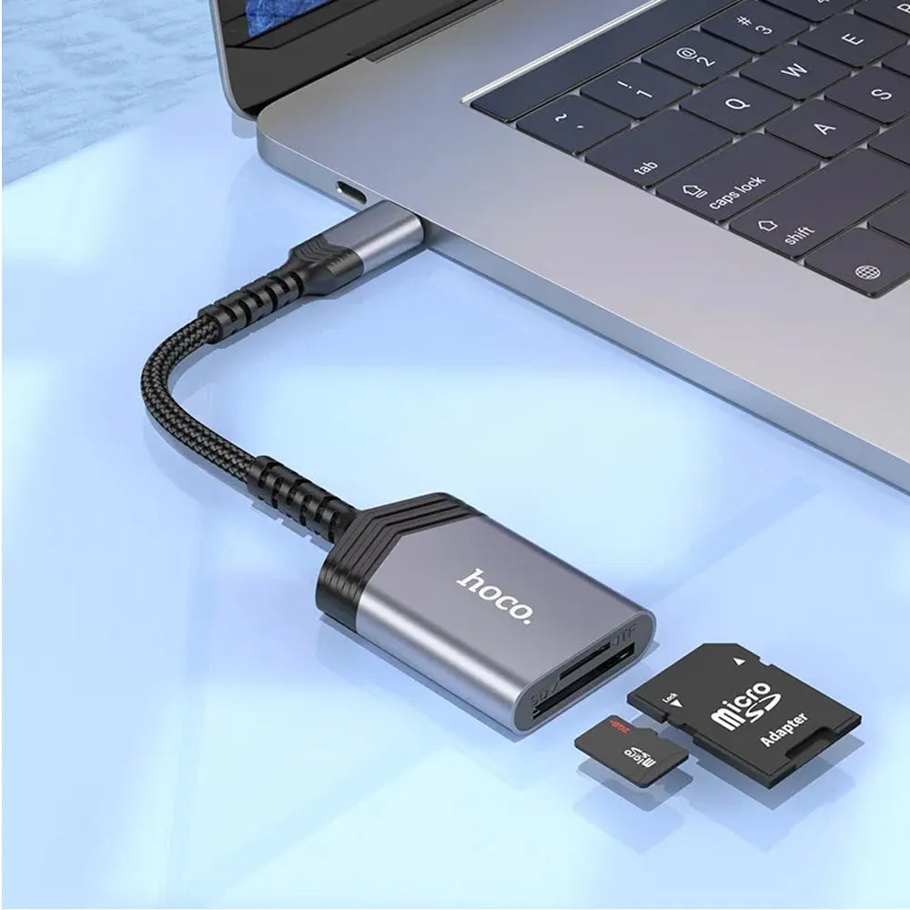 Hoco UA25 2-in-1 Type-C Card Reader Metal Grey