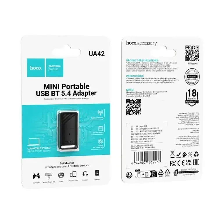 Hoco UA42 USB BT 5.4 Dongle Adapter Black