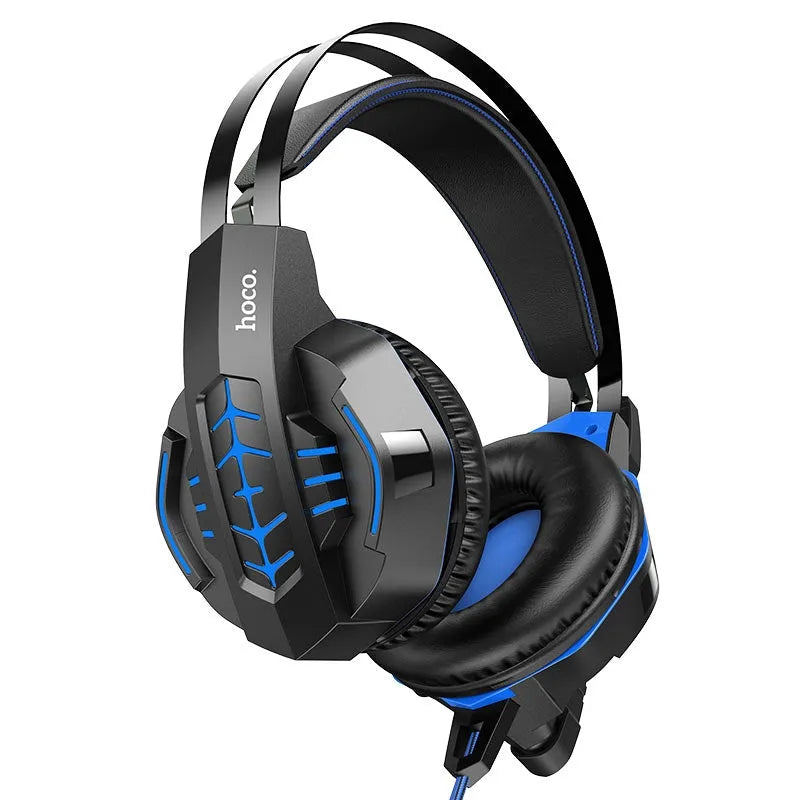 Hoco W102 Omni-Directional Microphone Gaming Headset With 3.5mm & USB Connection Blue