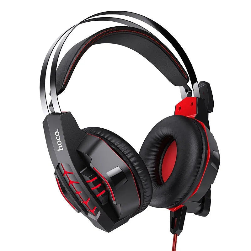 Hoco W102 Omni-Directional Microphone Gaming Headset With 3.5mm & USB Connection Red