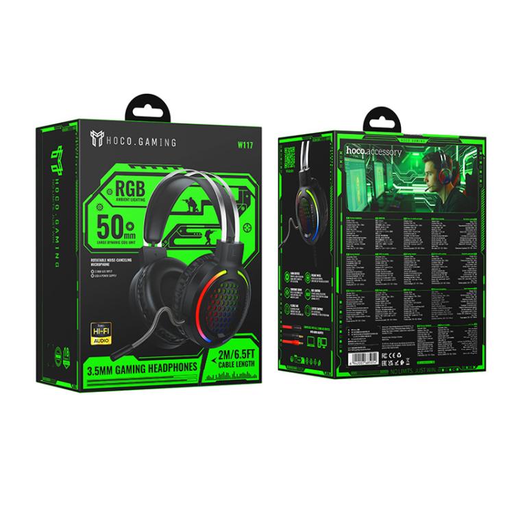 Hoco W117 Battle USB / AUX 3.5mm Gaming Headphones Black
