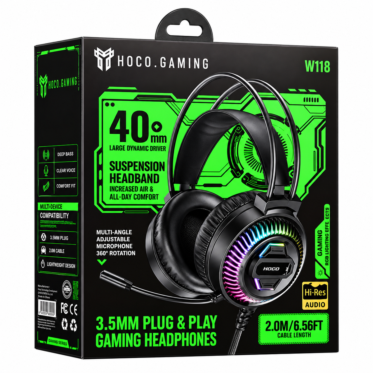 Hoco W118 Extreme USB / 3.5 Gaming Headphones Black