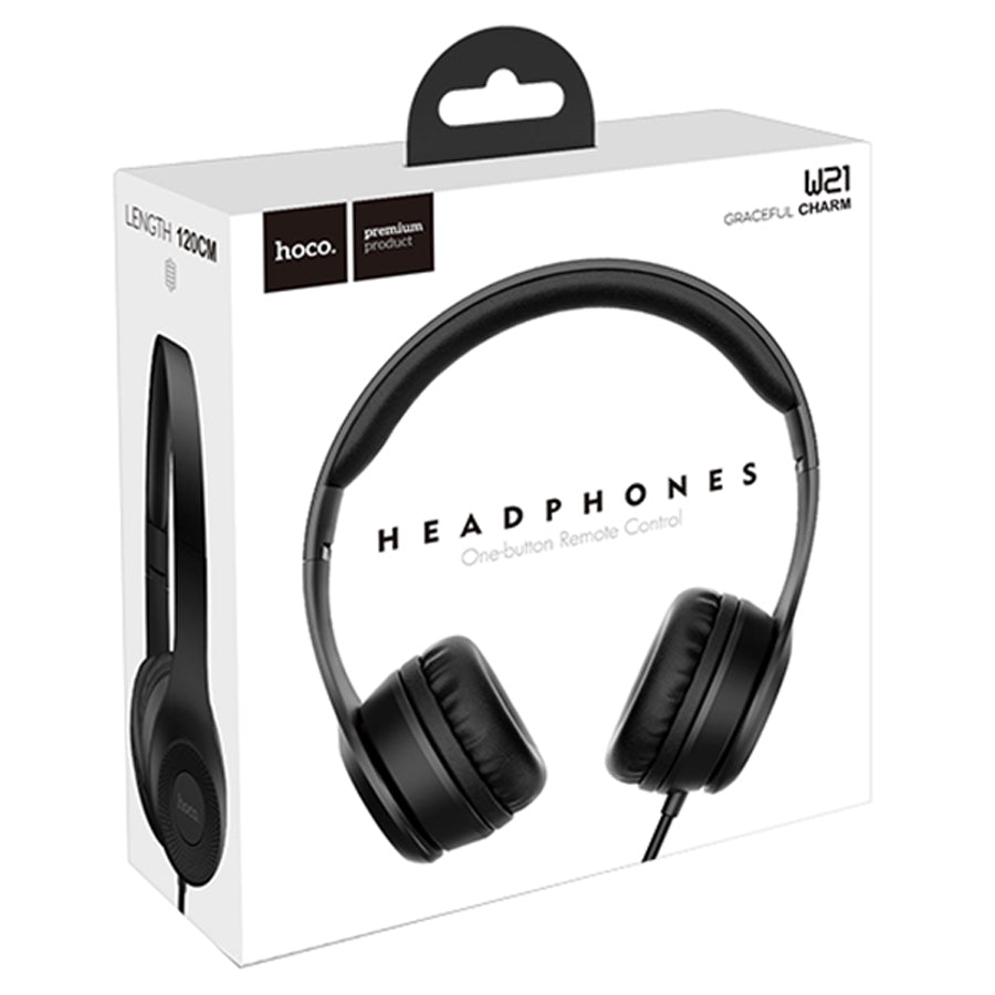 Hoco W21 Graceful Charm Wired Headphones Black