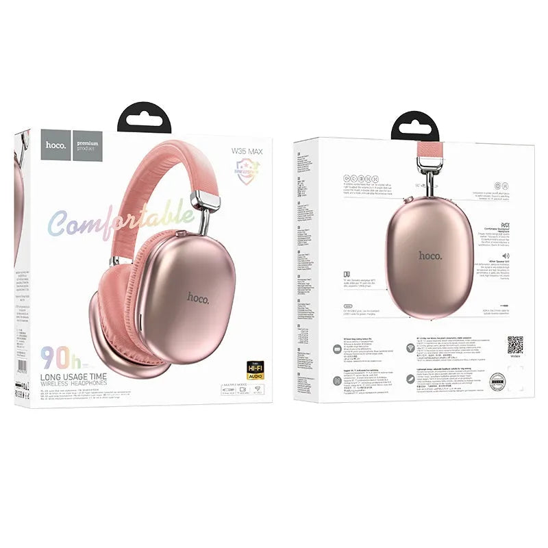 Hoco W35 MAX 90H Wireless BT Built-in MP3 Headphone Pink