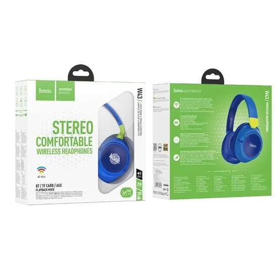 Hoco W43 Stereo 25h Wireless BT Built-In MP3 Headphone Blue