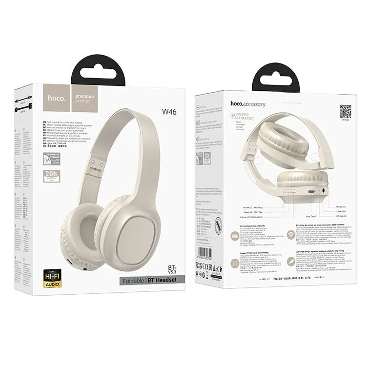 Hoco W46 Charm Over The Ear Bluetooth Headset Milky White