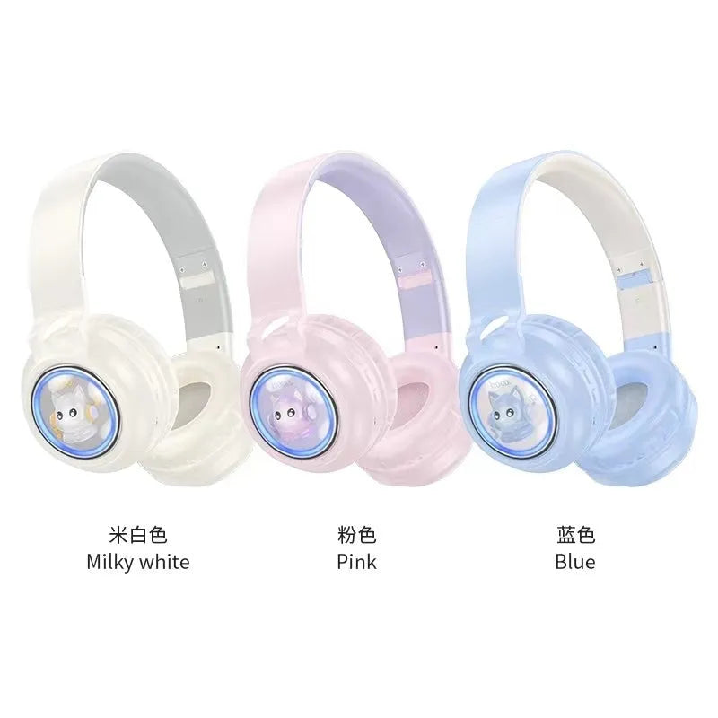 Hoco W50 Cute Fun RGB Light Kids BT Headphones Blue