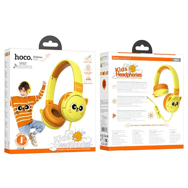 Hoco W61 Voice Kids Wired Microphone Headphones Sun Yellow