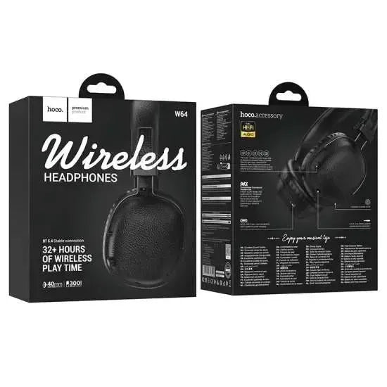 Hoco W64 Earl Leather Texture 32Hr Bluetooth Headphone Black | First ...