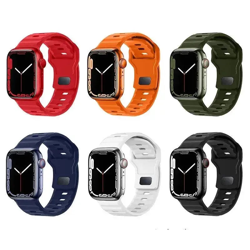 Hoco WA27 Flexible Stepped Pattern Solid Silicone Strap(42/44/45/49mm) Red