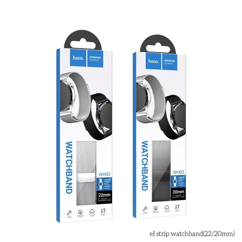 Hoco WH02 Simple Beauty Series Magnetic Steel Strip Watchband 20mm Black