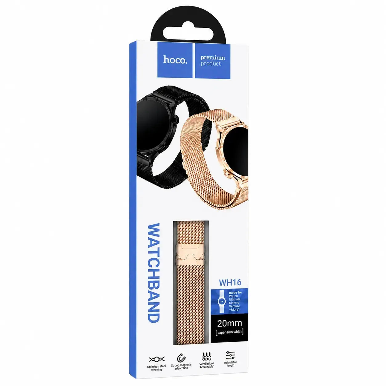 Hoco WH16 Precioso Series Magnetic Milanese Steel Strap 20mm Rose Gold