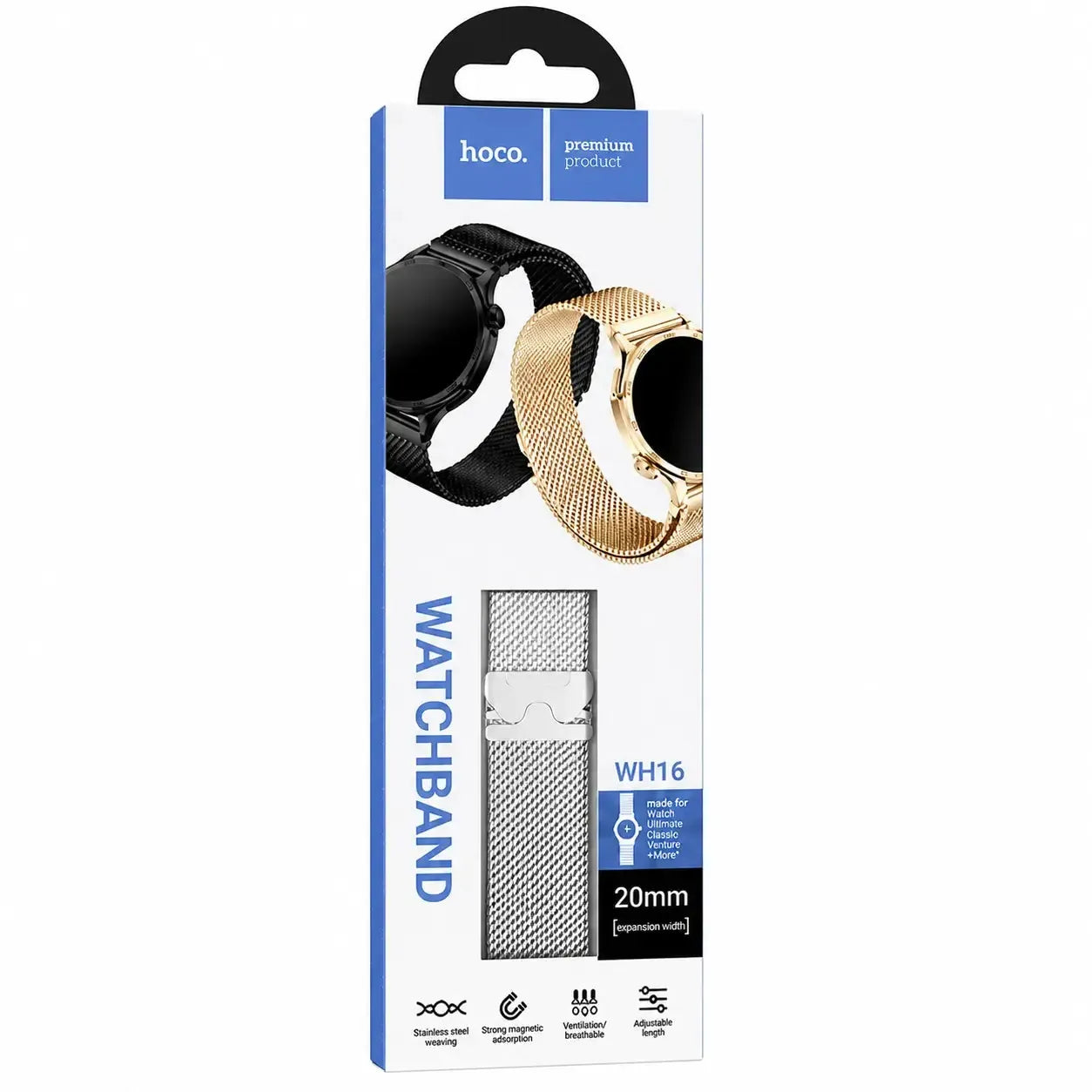 Hoco WH16 Precioso Series Magnetic Milanese Steel Strap 20mm Silver